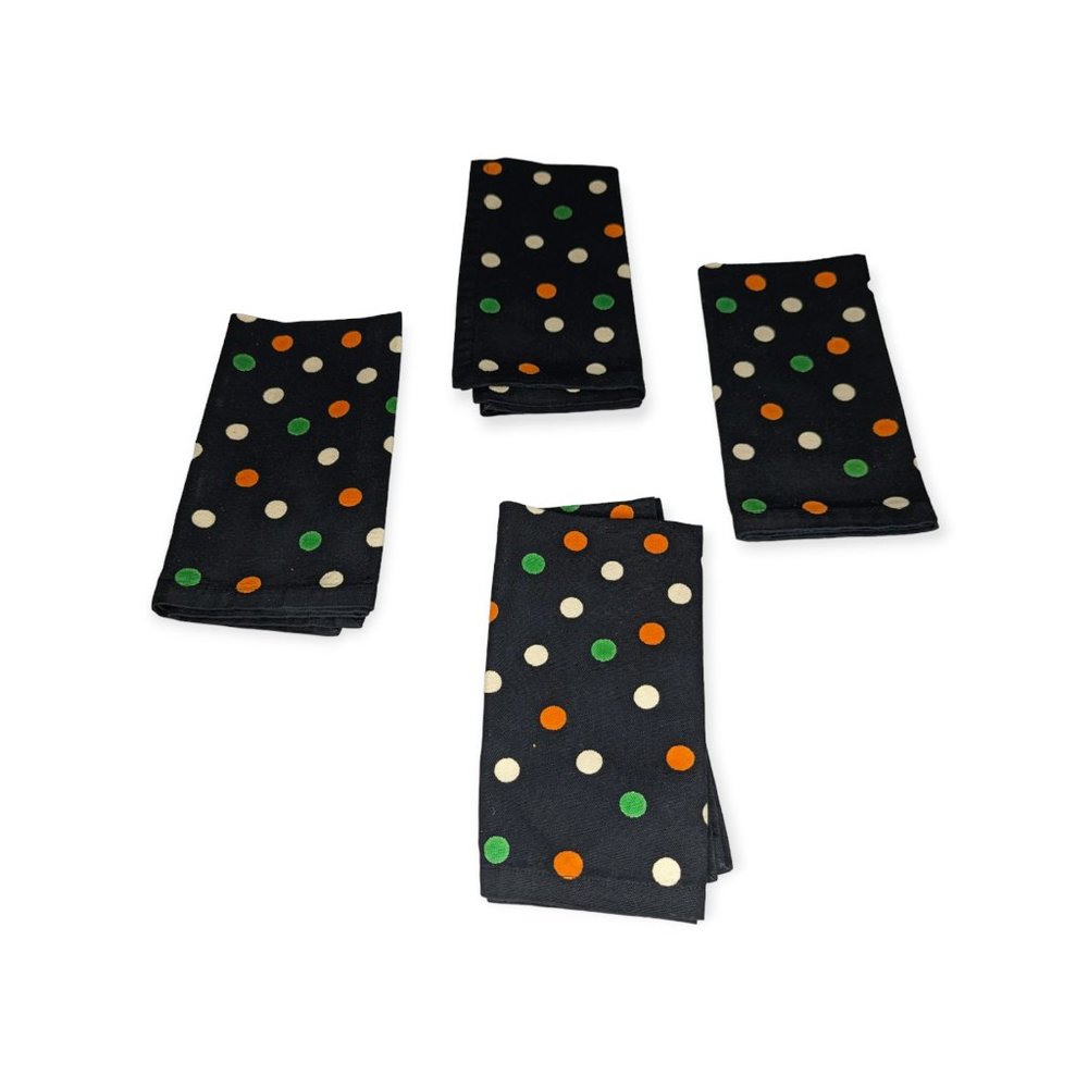 Tag Set of 4 Black & Polka Dot Cloth Napkins